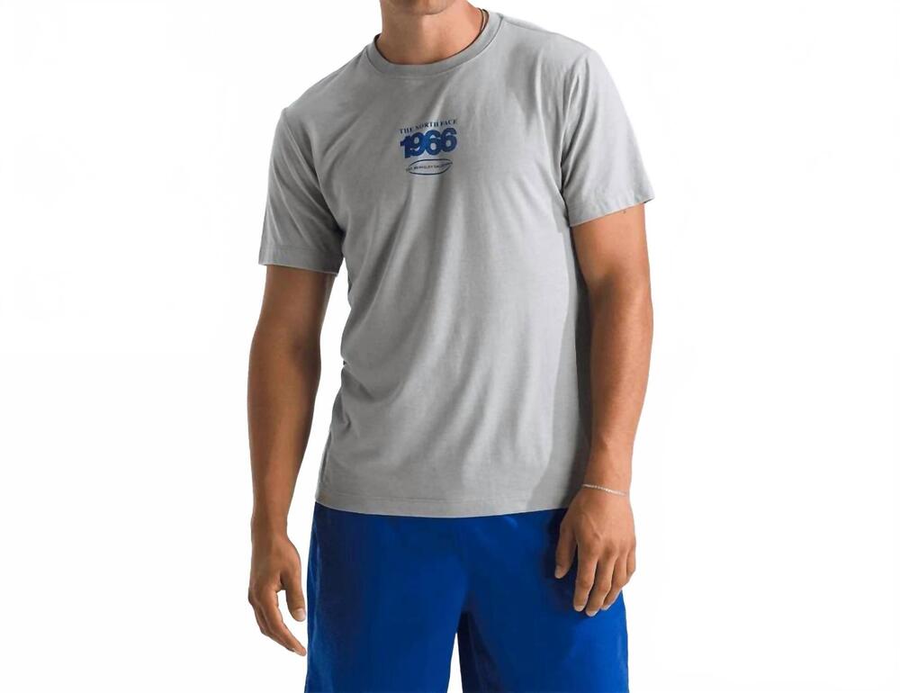 NEW THE NORTH FACE men's tri-blend logo play short sleeve tee in grey/white